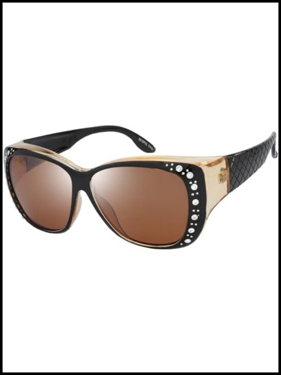 Fit Over Glasses Rhinestone Polarized Sunglasses with Case main image 4